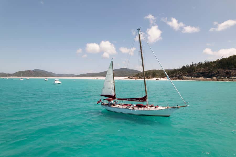 Airlie Beach: Adults-Only Whitehaven Beach Sailing Tour - Boarding the 72ft timber yacht: barefoot luxury that stays practical