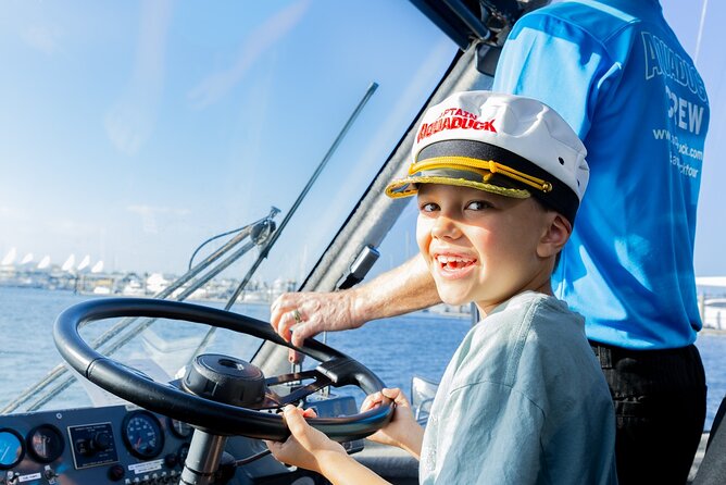 Aquaduck Gold Coast 1 hour City and River Tour - The kids captain moment: driving the duck and getting the certificate