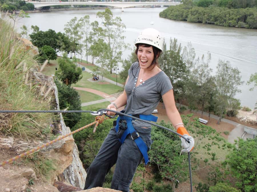 Brisbane: Abseiling at Kangaroo Point Cliffs - The moment before you drop, watching the river from above