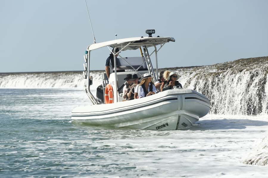Cygnet Bay Unique Tidal Waterfall Reefs Scenic Cruise - The ride from Pearl Farm to the water, why the boat setup matters