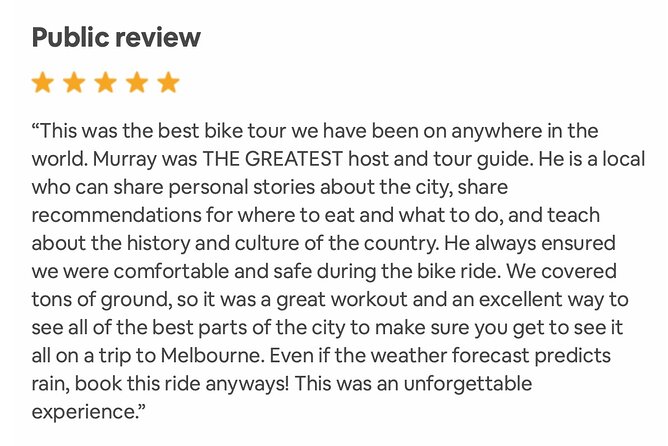 Famous Melbourne City Bike Tour - Neighborhood Feel, Victoria Market Area, and Treat Stops