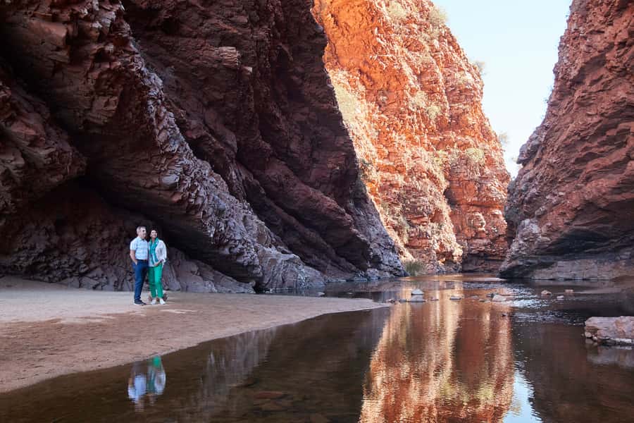 From Alice Springs: West MacDonnell Ranges Half Day Trip - Standley Chasm (Angkerle Atwatye): the 1.2 km walk to an 80 metre wall