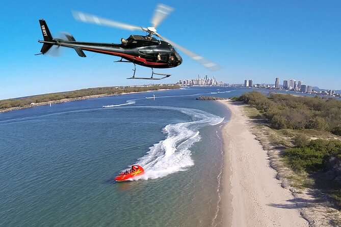 Gold Coast Helicopter 10 min Flight and Jet Boat Ride - Meeting at Ferny Ave, Then Head to the Water