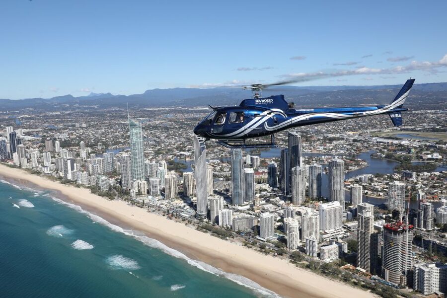 Gold Coast: Sea World and Broadwater Scenic Helicopter Tour - Entering Sea World Helicopters, then up you go