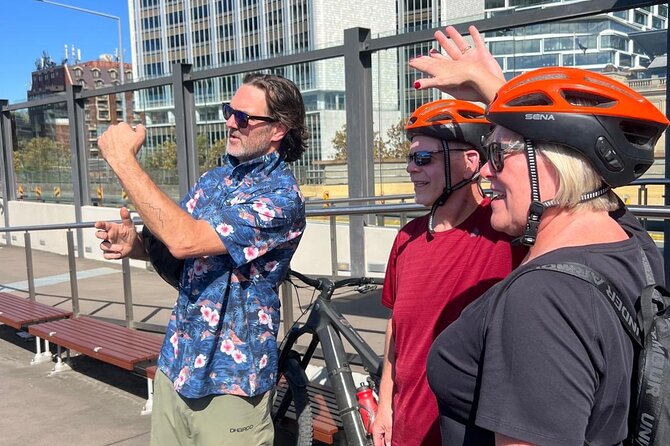 Guided Electric Bike Tour of Sydney with Bluetooth helmets - Pyrmont Bridge and Darling Harbour: where the photos start landing
