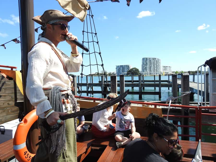 Mandurah Pirate Cruise - On-Board Pirate Fun: Wheel, Telescopes, Cannons, and Photos