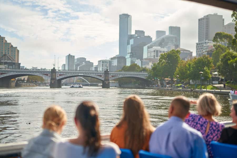 Melbourne City Views Express Cruise - Downstream views: Southbank, Queens Bridge, and Flinders Street Station