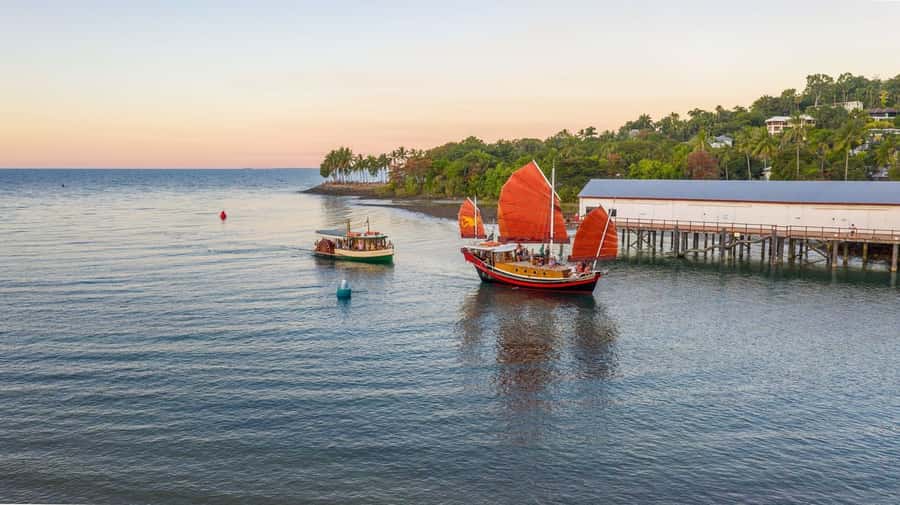 Port Douglas: Sunset Cruise on a Chinese Shaolin Junk Ship - Teak deck relaxation, Yum Cha canapes, and your drink situation