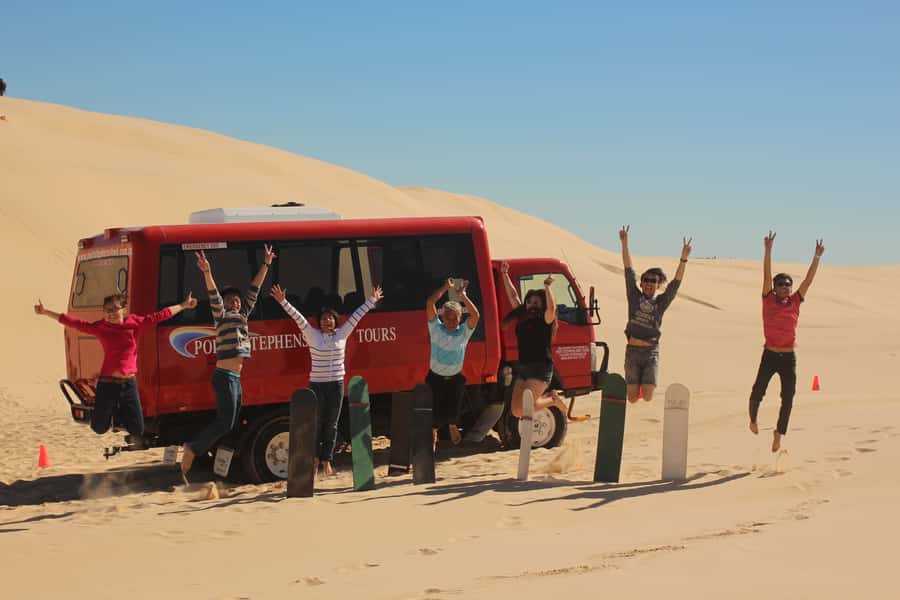 Port Stephens: Birubi Beach 4WD Tour with Sandboarding - The ride out of Anna Bay, and the quick stop at Stockton Beach