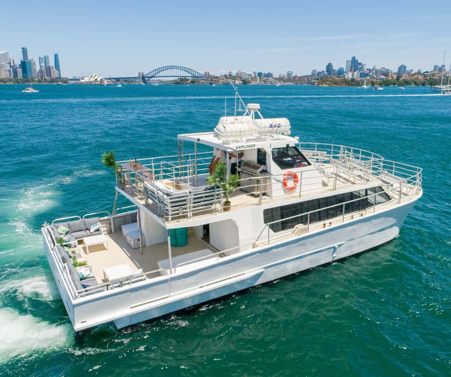 Sydney: Premium Catamaran Vivid Cruise with Welcome Drink - Whitehaven Catamaran comfort: roomy decks and easy viewing